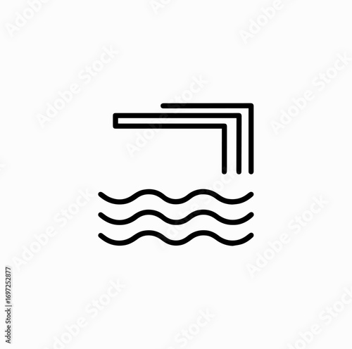 Diving Board Line Icon – Minimal Vector of Swimming Pool Jump Platform