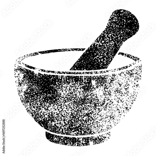 Vector Detailed of a classic mortar and pestle.