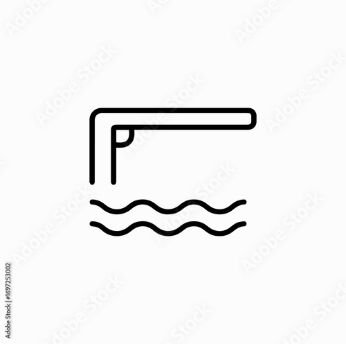 Diving Board Line Icon – Minimal Vector of Swimming Pool Jump Platform
