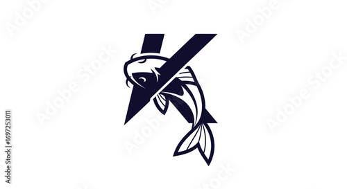 Elegant Koi Fish Logo with Letter K Design Symbolizing Prosperity and Growth