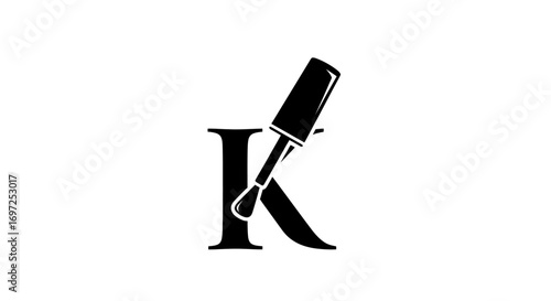 Elegant monogram logo design featuring letter K integrated with nail polish brush icon