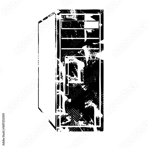 Vector Retro cassette tape with distressed texture.