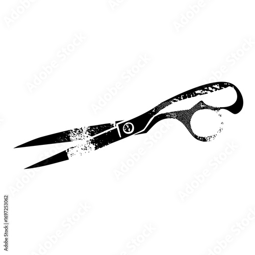 Vector Distressed shears with a vintage aesthetic.