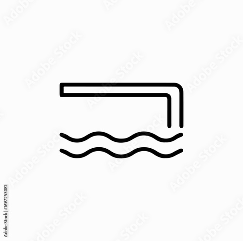 Diving Board Line Icon – Minimal Vector of Swimming Pool Jump Platform