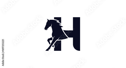 Elegant equine lettermark design showcasing a stylized horse within the letter H concept