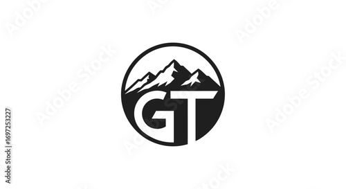 GT monogram logo with mountain silhouette offering a modern and versatile design aesthetic for