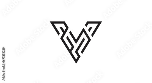 Symmetrical geometric letter 'V' logo design with a modern and elegant touch