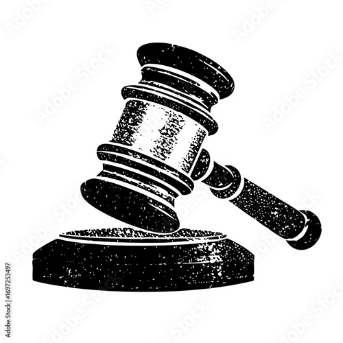 Vector Detailed of a justice gavel and sounding block.