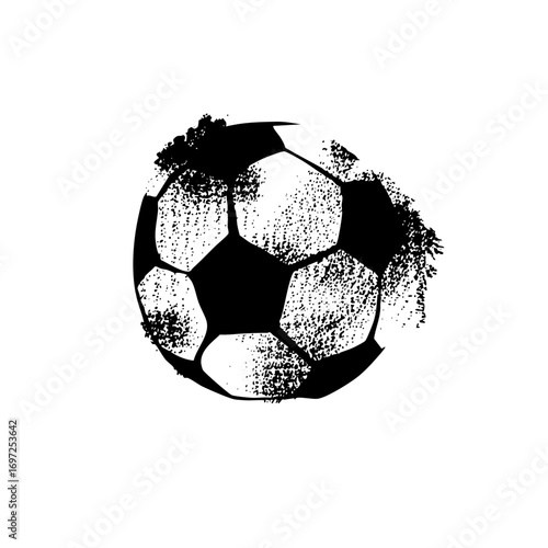 Vector Distressed soccer ball with textured panels.