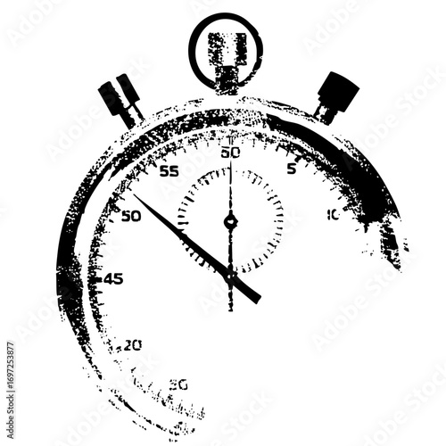 Vector Monochrome stopwatch with detailed hands and buttons.