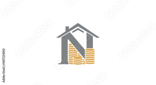 Financial stability and real estate investment concept displayed in a modern logo design