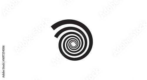 Hypnotic Concentric Black Spiral Against White Backdrop for Modern Design Projects