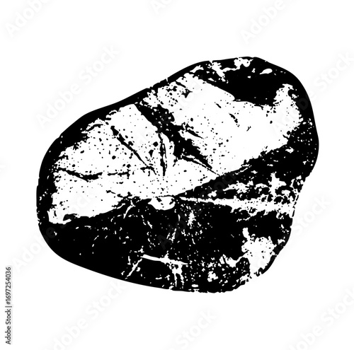 Vector Black and white stone with cracked texture.