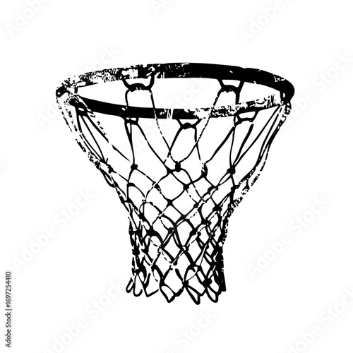 Vector Detailed vector of a basketball hoop and net.