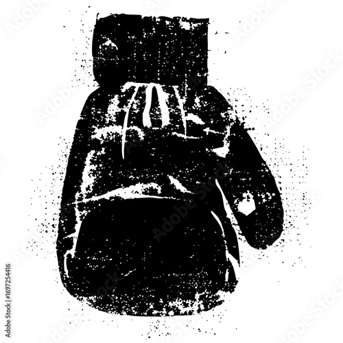 Vector Distressed black boxing gloves with splatter effect.
