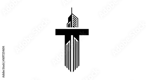Architectural lettermark logo featuring sleek skyscraper elements and modern aesthetics