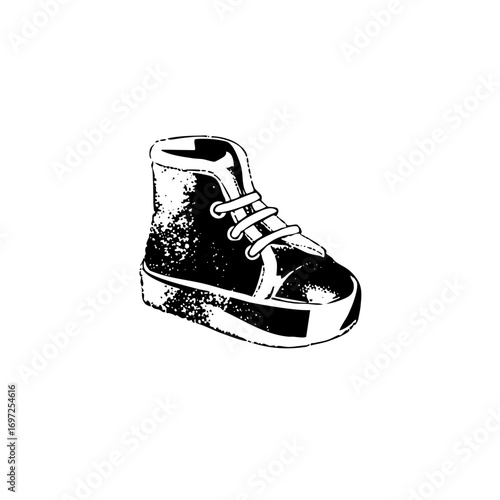 Vector Black and white of a high-top sneaker.