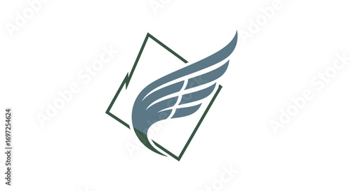 Minimalistic wing design with geometric frame emphasizing elegant motion and freedom symbolism