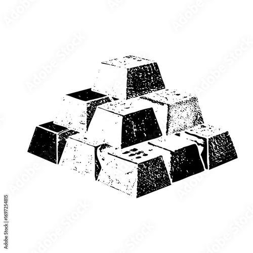 Vector Abstract geometric cubes create a fragmented monochrome structure.