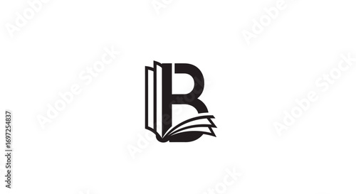 Creative B letter logo with book design, ideal for educational institutions, libraries, or