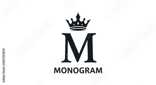 Elegant Initial M Monogram with Royal Crown for Branding and Design Projects