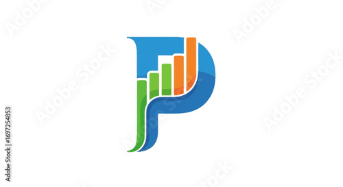 Creative logo concept combining the letter P with ascending bar graphs symbolizing growth