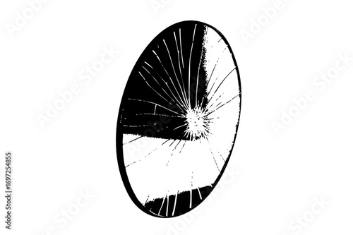 Vector Shattered glass effect within an oval frame.