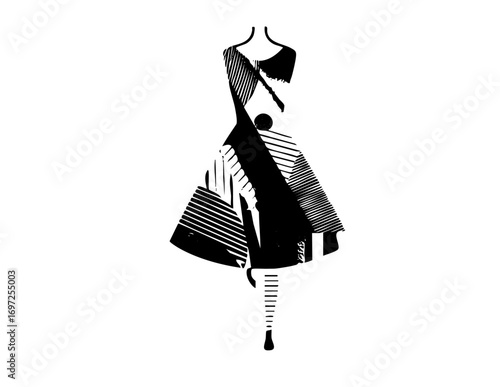Vector Elegant woman silhouette formed by abstract shapes and lines.