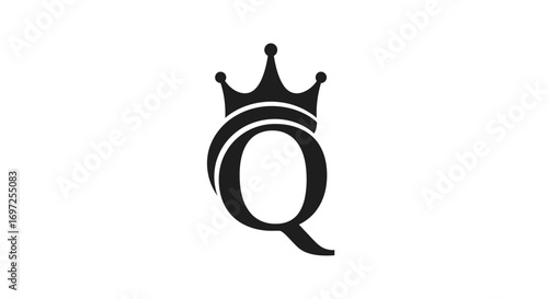 Regal letter Q emblem with crown accent, sleek and stylized for brand design excellence