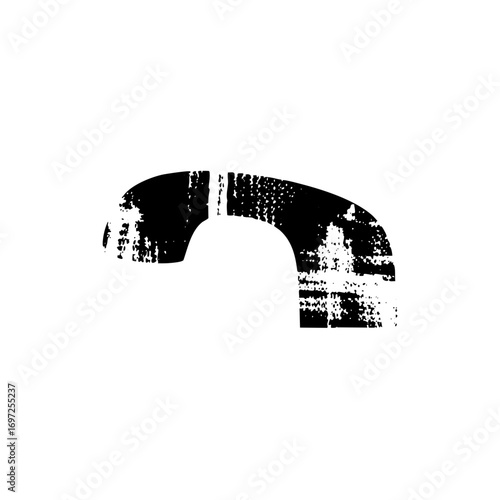 Vector Distressed handset receiver depicts communication technology.