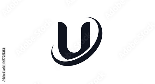 Elegant letter U symbol with dynamic swoosh highlighting modern and sophisticated branding identity