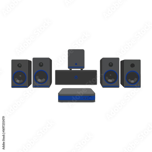 Surround Sound System Flat Vector Illustration