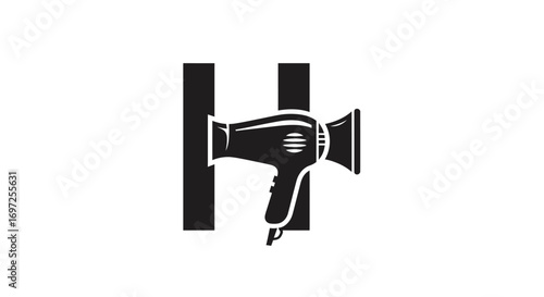 Stylized Hairdryer Integrated Within the Letter H for a Modern Aesthetic Branding concept
