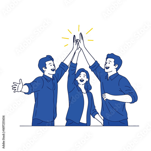Vector Illustration of Team High Five