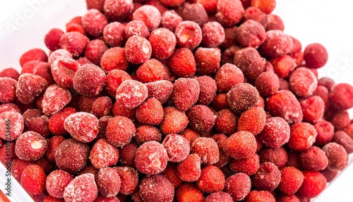 Frozen strawberries in a container