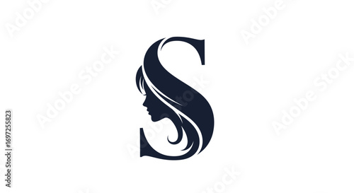 Elegant 'S' letter logo design incorporating a woman's profile for branding and identity