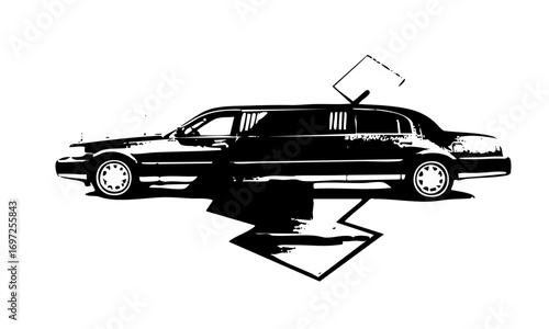 Vector Elegant limousine with directional arrow .