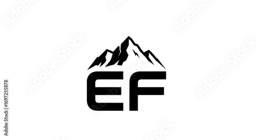 Modern logo design featuring the letters EF integrated with a mountain peak concept