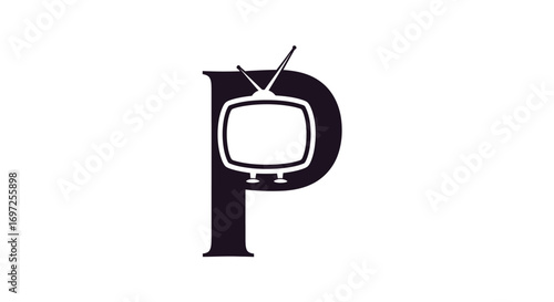 P letter logo with retro television concept, a modern and sophisticated vector illustration for