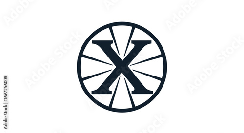 Stylized initial 'X' logo design with radiating spokes evoking a wheel or abstract emblem