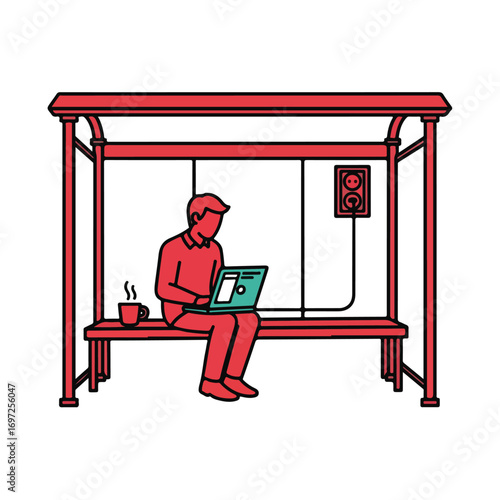 Working Remotely at an Electric Bus Stop