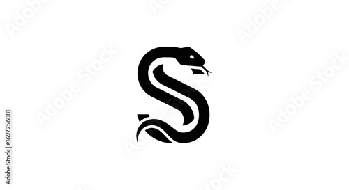 Minimalist snake logo design concept, incorporating letter S with fluid and sleek lines