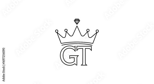 Elegant GT monogram with a diamond-topped crown emblem for luxury brand identity