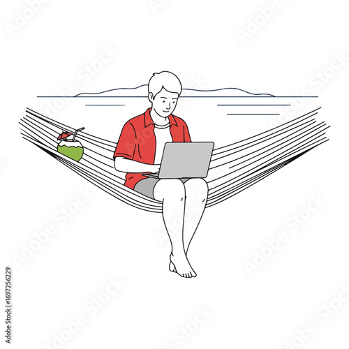 Working Remotely in a Hammock on Vacation