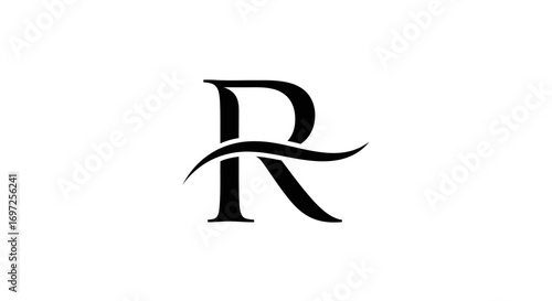 Elegant stylized letter R logo design with a flowing curve creating a unique brand identity