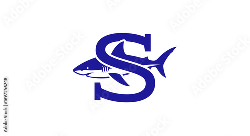 Conceptual shark and letter S logo, a symbol of power, strength, and aquatic mastery crafted with