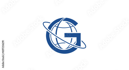 Modern global network vector logo with letter G, representing worldwide company symbol or