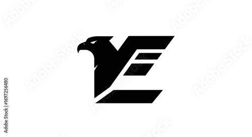 Abstract black and white eagle logo symbolizing strength and minimalist design with geometric