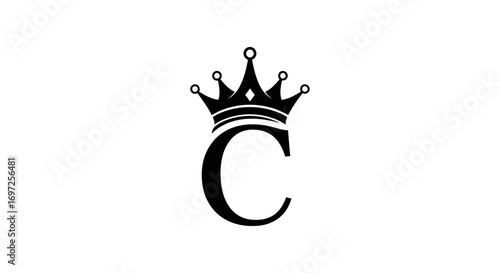 Elegant letter C with a crown on top, a symbol of royalty and sophistication in minimalist design