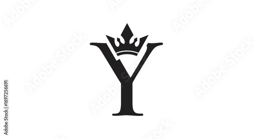 Elegant letter Y with regal crown emblem, representing luxury, royalty, and sophistication